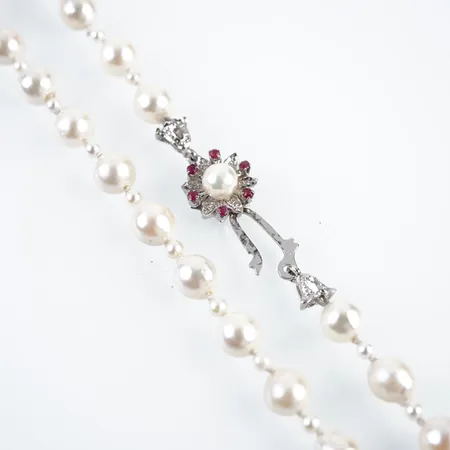 Collier, pärlor m silverlås, 105cm, redd 7mm Vikt: 51,1 g