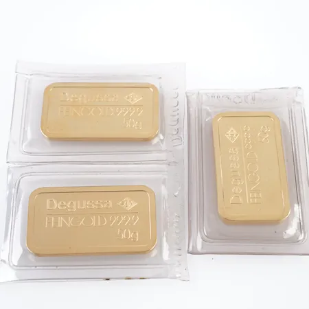 Guldtacka, 4 st, Degussa à 50gr Vikt: 200 g