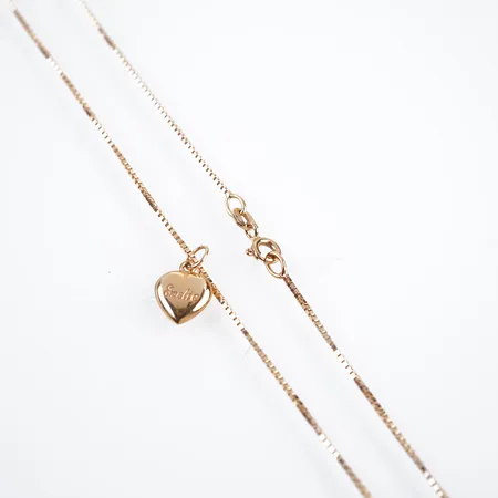 Halskedja, venezia m hänge, 38cm, bredd 1mm, hänge 10mm x 10mm, 18k, gravyr Vikt: 3,2 g