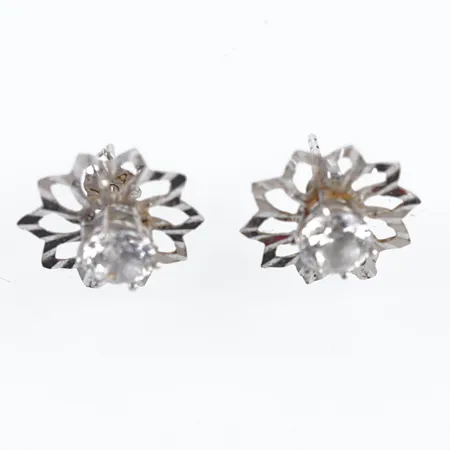 Örhängen m vita stenar, vitguld, Ø 13mm, 18k Vikt: 1,7 g