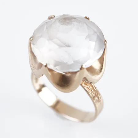 Ring m vit sten, stl 18(56), Ø17mm, höjd 14mm, 14k Vikt: 7,4 g