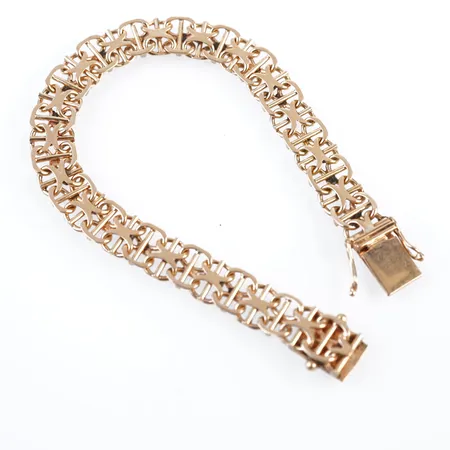 Armband, x-länk m stav, 19cm, bredd 9mm, 18k Vikt: 18,5 g
