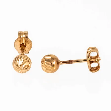 Örhängen i 18K guld, facetterade kulor Ø 4 mm. Framstår oanvända. Vikt: 0,4g.
