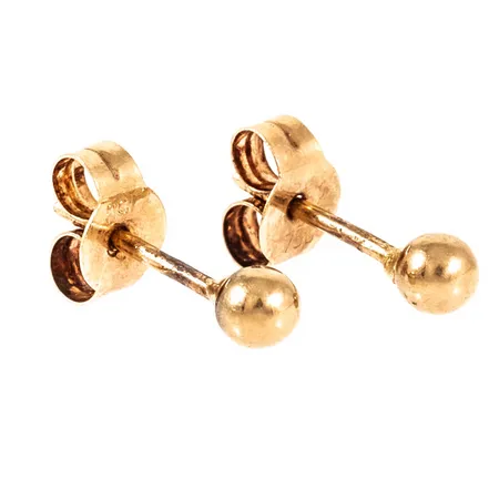 Örhängen i 18K guld: Släta kulor Ø 3 mm. Vikt: 0,3g. 