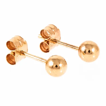 Örhängen i 18K guld: Släta kulor Ø 4 mm. Vikt: 0,5g. 