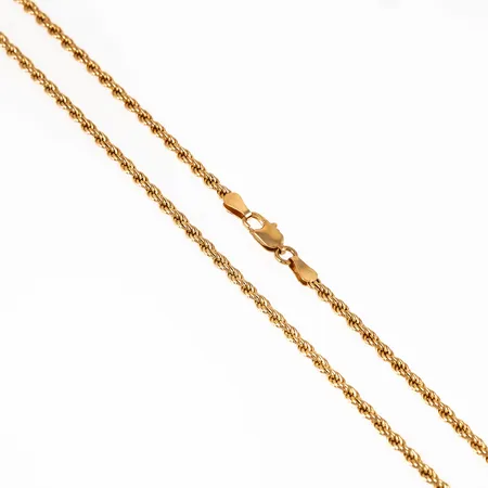 Collier, cordel i 18K guld. Det är 52 cm långt, 2,5 mm brett och väger 14,9g. Karbinhake. Stämplad 18K.