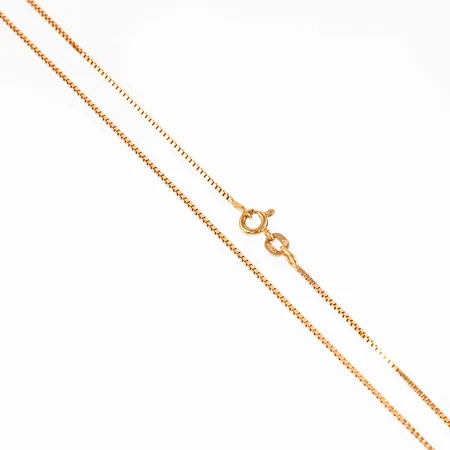 Kedja, venezia i 18K guld. Den är 42 cm lång, 1 mm bred och väger 3,3g. Framstår oanvänd. Balestra, 750 & Kattfot. Springring.