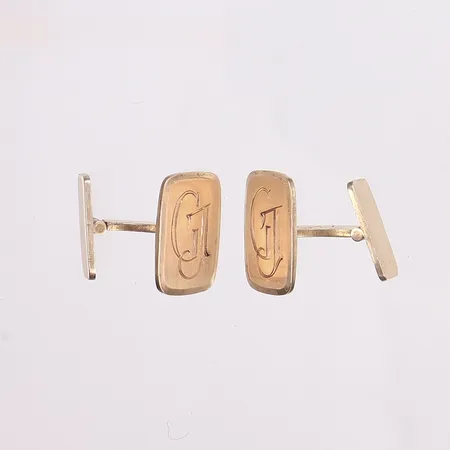 Ett par manschettknappar, monogram GJ, slitage, förgyllt silver 830/1000 Vikt: 11,7 g