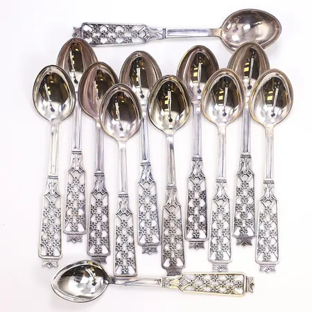 12 teskedar modell Princess, 12cm, silver 830/1000 Vikt: 164,1 g
