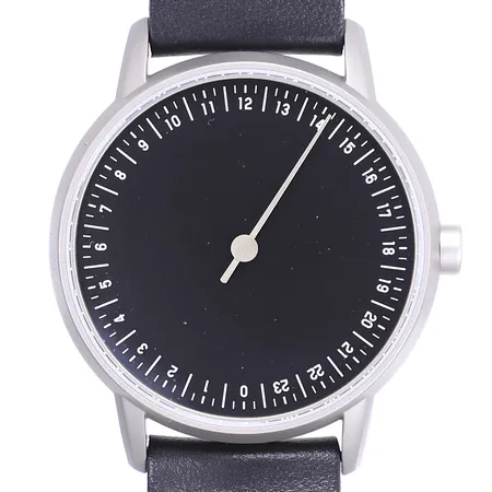 Herrur Slow Round 02, Ø40mm, quartz, stål, läderband, originalbox, går ej i behov av batteribyte 