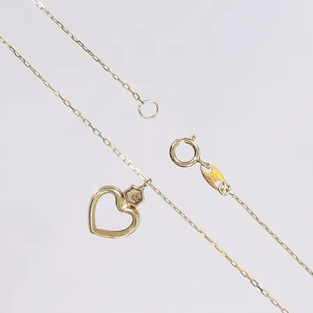 Halscollier, ställbar längd 42/45cm, bredd 1mm, hänge med vit sten 13x9mm, 18K Vikt: 1,3 g