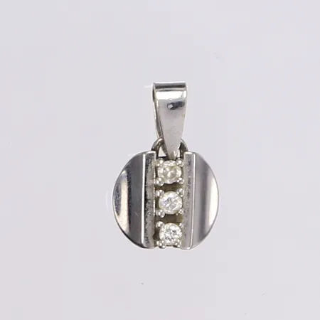 Hänge med vita stenar, 15x9mm, vitguld, 18K  Vikt: 1,2 g