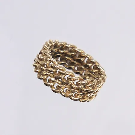 Ring, dubbel pansarlänk, stl 17½, bredd 8mm, 18K Vikt: 8,6 g