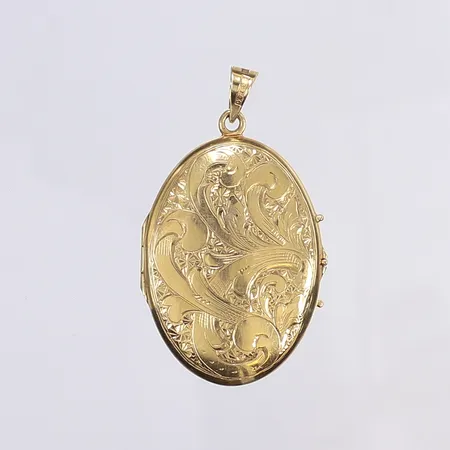 Hänge, medaljong, 45mm x 25mm, 18K Vikt: 7,2 g
