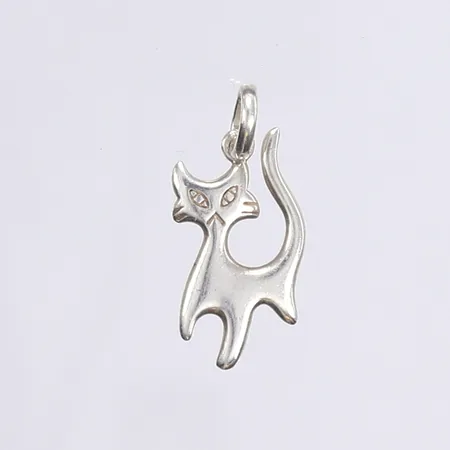 Hänge, katt, 10mm x 30mm inkl ögla, silver 925/1000 Vikt: 1,3 g