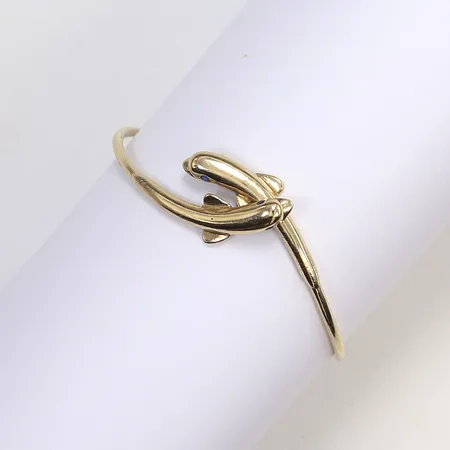 Armring delfiner, Ø60mm, bredd 2-18mm, bucklig, 14K  Vikt: 6,4 g