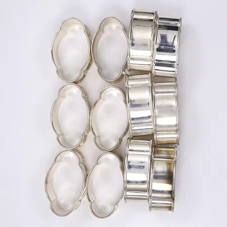 12 servettringar, 55x32mm, tillv. Ceson Göteborg, silver 830/1000 Vikt: 172,6 g