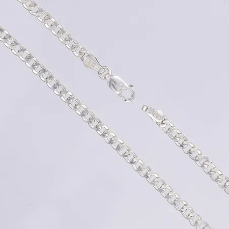 Halskedja pansar, 59cm, bredd 3mm, ihålig, bucklig, silver 925/1000 Vikt: 5,2 g