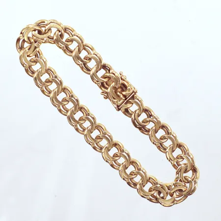 Armband, Bismarck, kistlås, längd 19cm, bredd 9,4mm, Ge-Kå-Smyckek G Kaplan Stockholm år 1963, 18k Vikt: 30,7 g