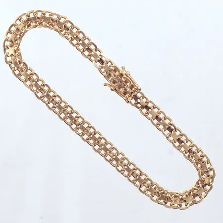 Armband, X - länk, längd 19 cm, bredd 5,4mm, Hedens Guldsmeds Ab Bröderna 	 Ängelholm år 1961, 18k Vikt: 9,9 g