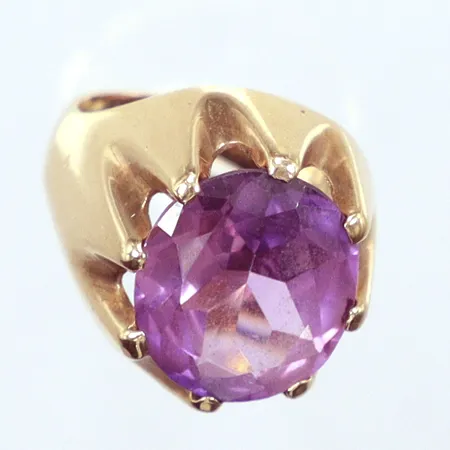 Ring lila sten Ø16mm, 14k Vikt: 8,1 g