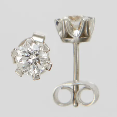 Enstensörhängen med diamanter 2 x ca 0,43ct, ca.W-TCr (H-I)/VS2, omaka snurrebussar, vitguld, 18K Vikt: 1,9 g
