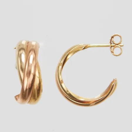 Örhängen, halvcreoler, trefärgade, 14,5x5,5mm, GHA, 18K Vikt: 1,5 g