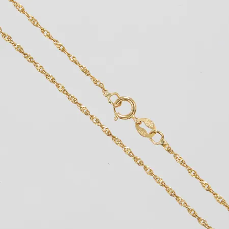 Kedja, Singapore, längd: 51cm, bredd: 1,2mm, skevt lås, 14K Vikt: 1,6 g