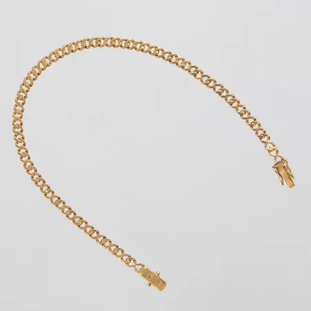 Armband, Pansar, längd: 21cm, bredd: 3,8mm, svenska stämplar, några slitna länkar, 18K Vikt: 7,4 g