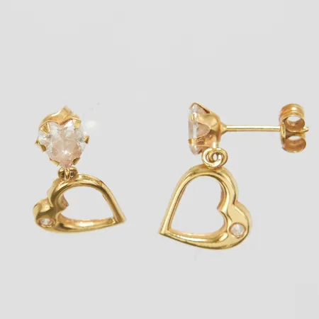 Örhängen med vita stenar, längd: 17mm, 18K Vikt: 1 g