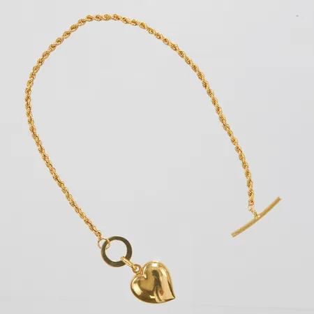 Armband, ihålig Cordell, längd: 19cm, bredd: 2,1mm, integrerad berlock, hjärta, ihåligt, 17,4x14,2mm, T-lås, GHA, 18K Vikt: 3,8 g