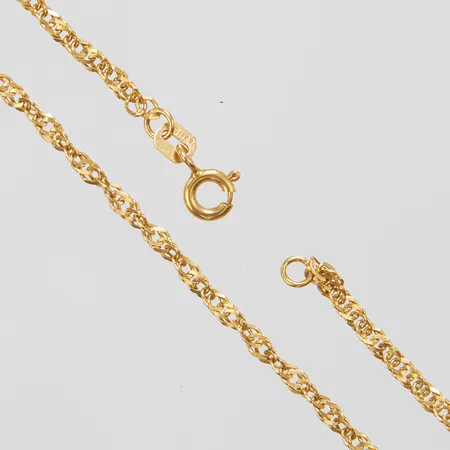 Kedja, Singapore, längd: 47cm, bredd: 2mm, GHA, defekt lås, skadad länk, 18K Vikt: 4,2 g