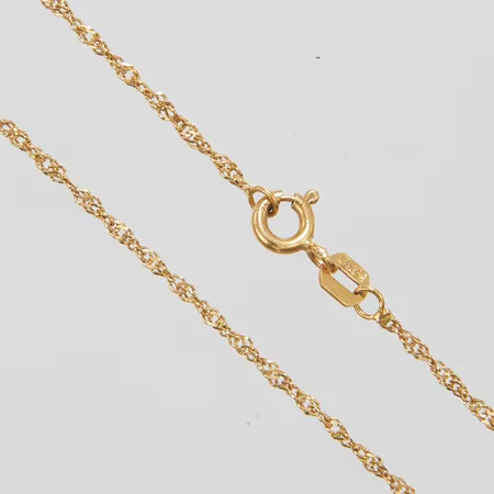 Kedja Singapore, längd ca 42,5cm, bredd 1,5mm, GHA, 18K Vikt: 1,7 g