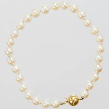 Armband, odlade pärlor, längd ca 20,5cm, bredd 6-8mm, lås i 18K, bruttovikt: 10,2g Vikt: 10,2 g