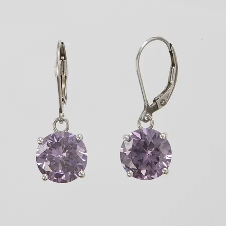 Örhängen med lila cubic zirconia, 27x10mm, silver 925/1000 Vikt: 4,9 g