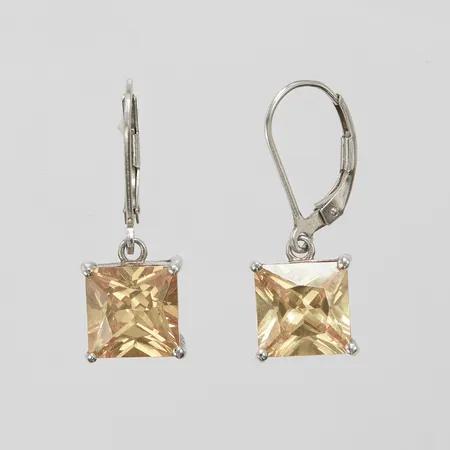 Örhängen med gul cubic zirconia, 27x10mm, silver 925/1000 Vikt: 5,1 g