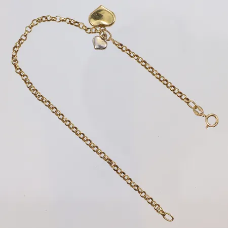 Armband med berlock, 18cm, bredd 2-10mm, ojämna länkar, bucklig 18K  Vikt: 1,9 g