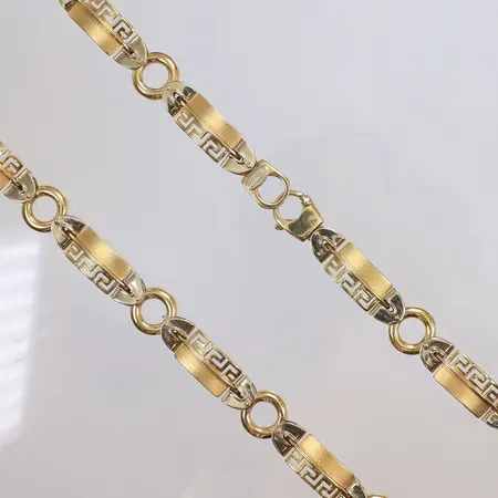 Collier tvåfärgat med meandermönstrat, 53,5cm, bredd 10-13mm, 18K  Vikt: 74 g