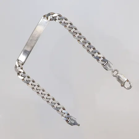 Armband med bricka, 20cm, bredd 6mm, GHA, silver 925/1000  Vikt: 17,1 g