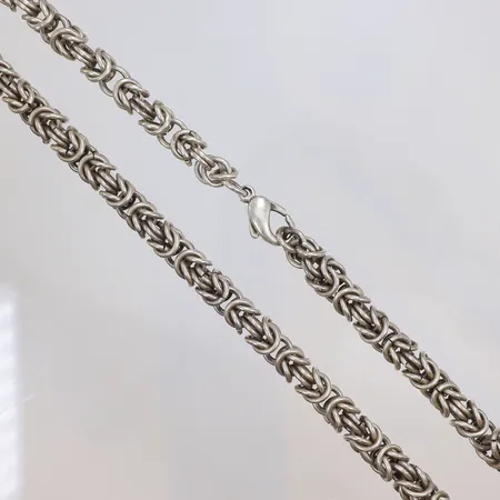 Kedja drottninglänk, 69cm, bredd ca18mm, ostämplat silver, lås stämplat med 925, Silver  Vikt: 156,7 g
