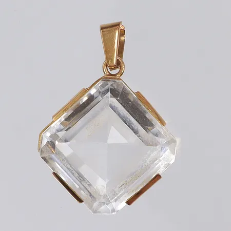 Hänge med slipad Bergkristal 19x26mm, HE (Heribert Engelbert) Stockholm 1945, 18K Vikt: 6,2 g