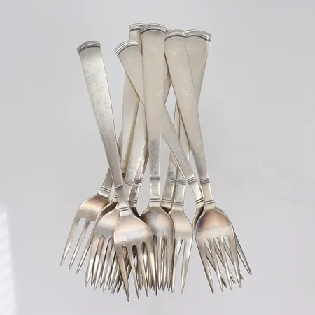 12st Smörgåsgafflar modell Rosenholm, längd 14,5cm, silver 830/1000 Vikt: 294,1 g
