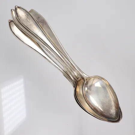 4st Bordsskedar längd 20,5-22,5cm, bland annat Svensk Rund, silver 813-830/1000 Vikt: 236,7 g