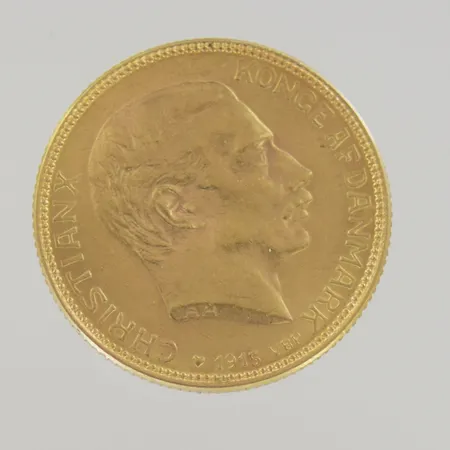 Mynt 20kr Christian X 1915, diam 23 mm, 21,6K Vikt: 8,9 g