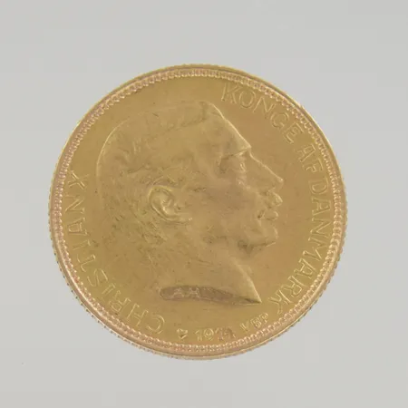 Mynt 20kr Christian X 1914, diam 23 mm, 21,6K Vikt: 8,9 g
