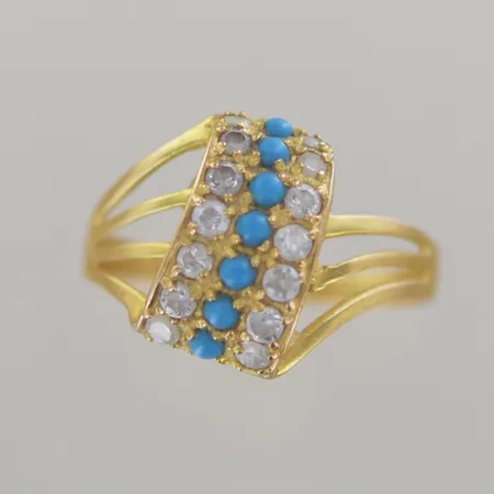 Ring med stenar, Ø 18 mm, höjd13,2 mm, 21K Vikt: 2,4 g