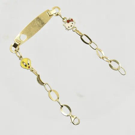 Armband för barn med emalj, längd 14½ cm, länkens bredd 5 mm, 14K. Vikt: 3,3 g