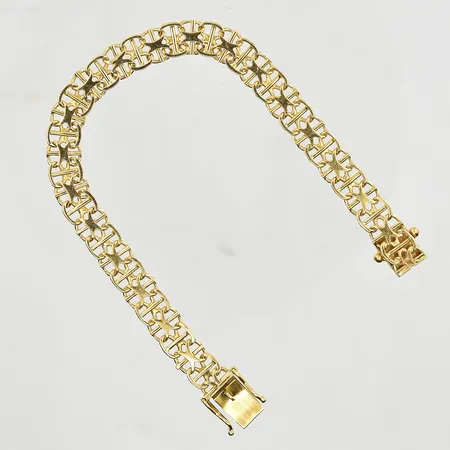 Armband X-länk med stav, längd 18½ cm, bredd 7 mm, 18K. Vikt: 13,3 g