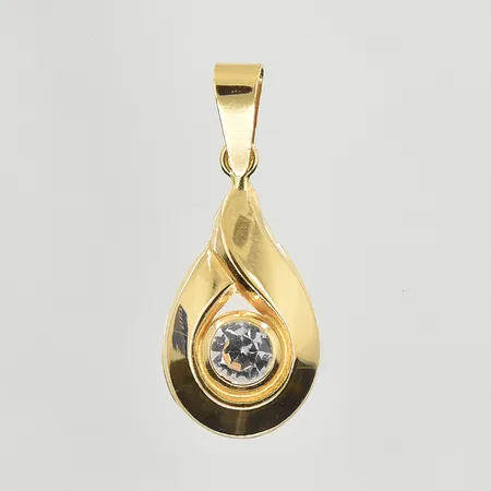 Hänge med vit sten, längd 25 mm, bredd 11 mm, 18K. Vikt: 1 g