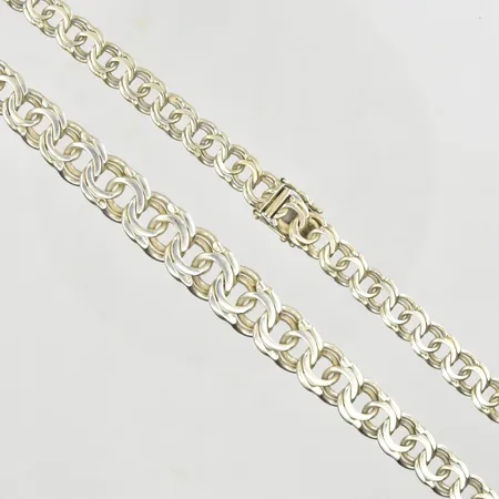 Collier Bismarck, doserad, längd 50 cm, bredd 8-12 mm, Guldfynd AB, 925/1000 silver. Vikt: 52 g